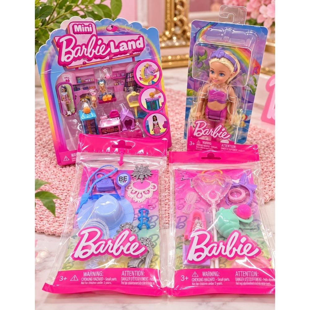 Barbie Mini BarbieLand Doll & Fashion Accessories 4-Pc Lot Y2K Pinkcore NEW